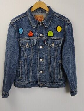 Levi's Custom Avatar The Last Airbender Four Elements Trucker Denim Jacket M EUC
